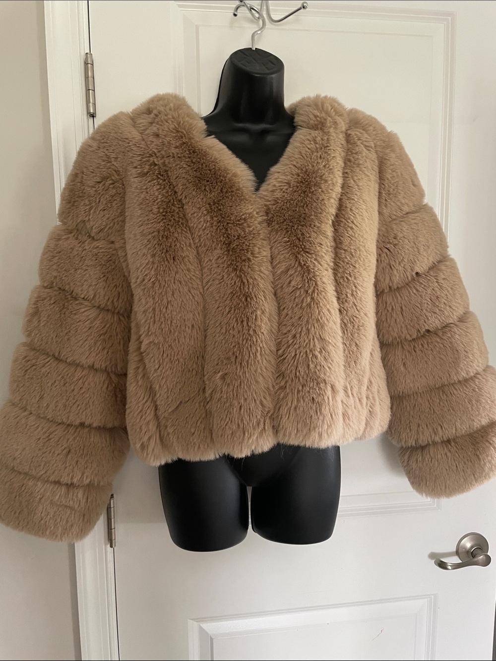Mob Wife Faux Fur Cropped Jacket in Camel - vintage glam - penny lane
